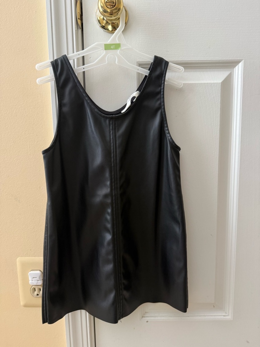 4T Black Faux Leather Dress